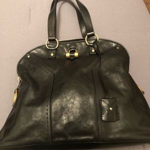 YSL Black Leather “MUSE” Tote